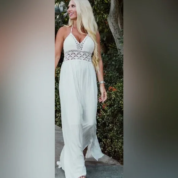 chinese dress ladies Dalton Backless Crochet Maxi Dress